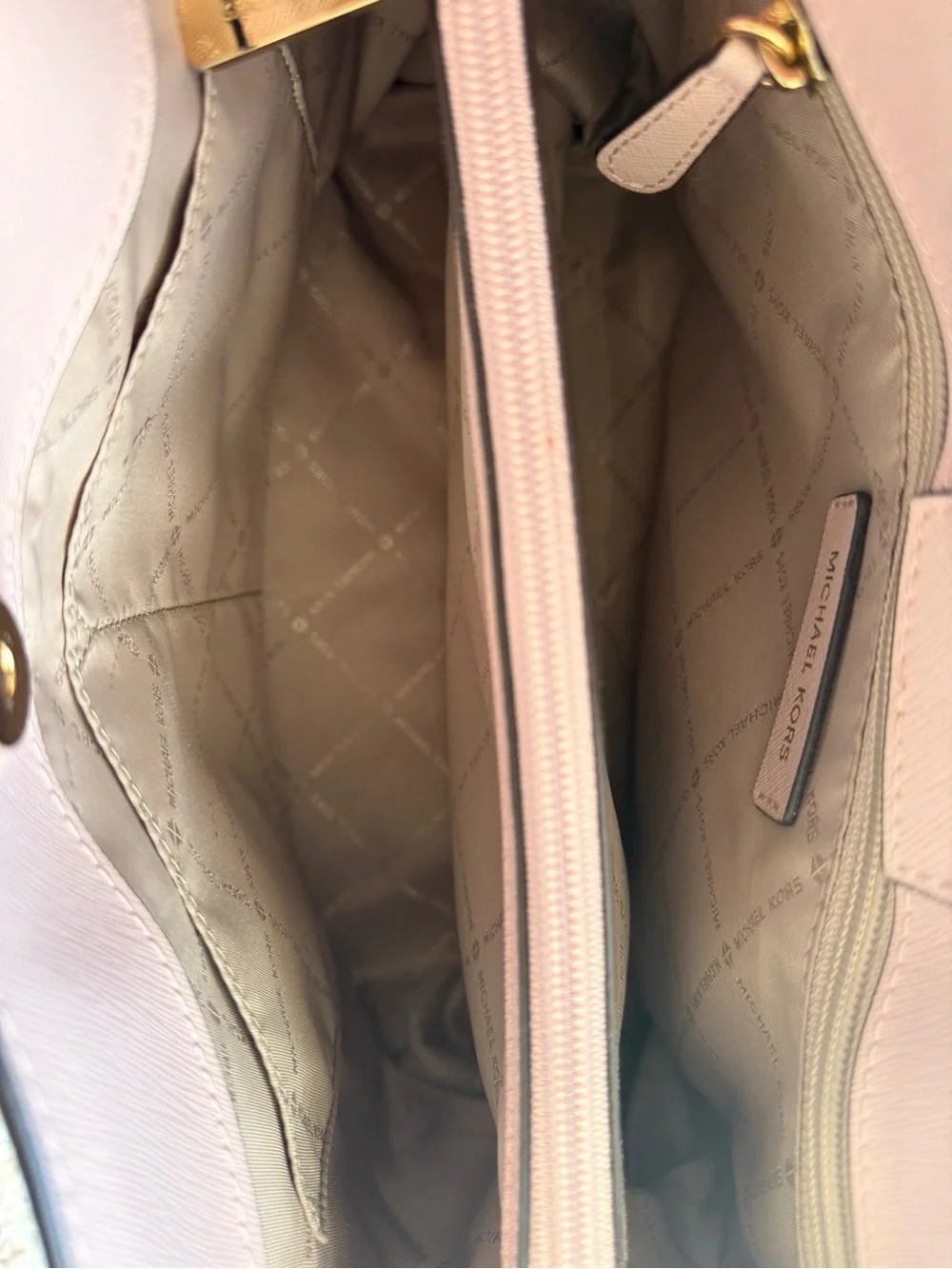 Michael Kors Dusty Pink Leather Shoulder Bag with Card Case